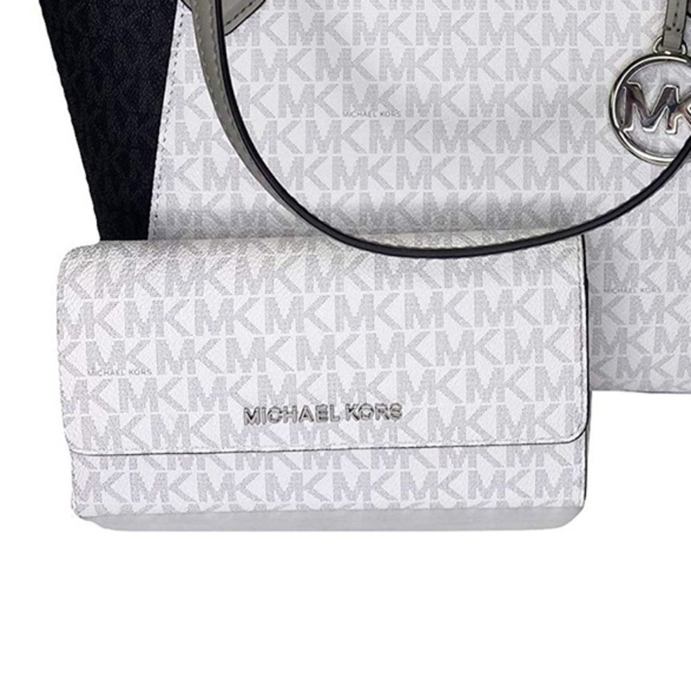 Michael kors large trifold wallet white MK grey - Picture 2 of 7